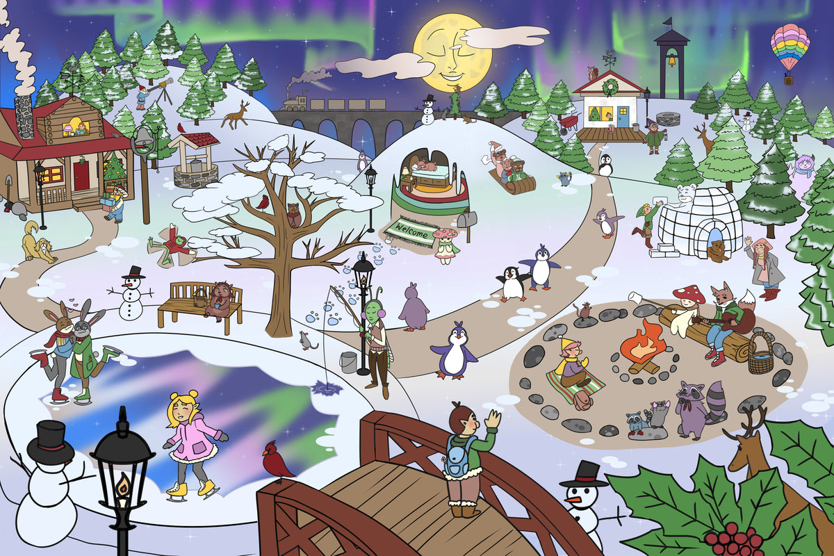 Pipp & Spalding Toddlers and Kids Seek-and-Find Winter in The Woodlands Blanket, Interactive Twin Bed Throw