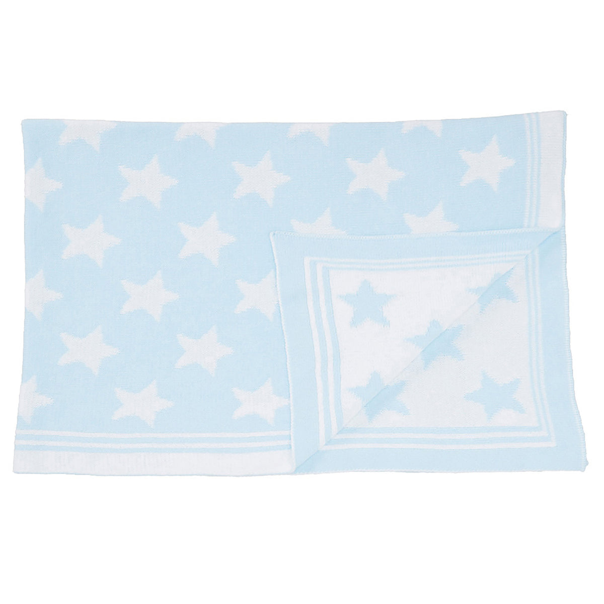 Baby Mode Signature Baby Boys and Baby Girls Reversible Knit Stars Baby Blanket, Blue