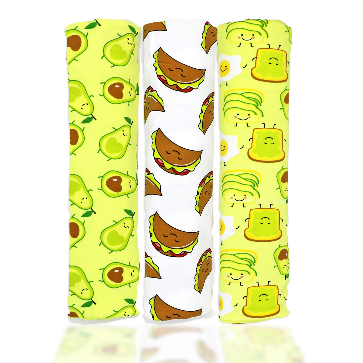 Baby Mode Signature Baby Boys and Baby Girls 3 Piece Knit Swaddle Blankets, Avocados