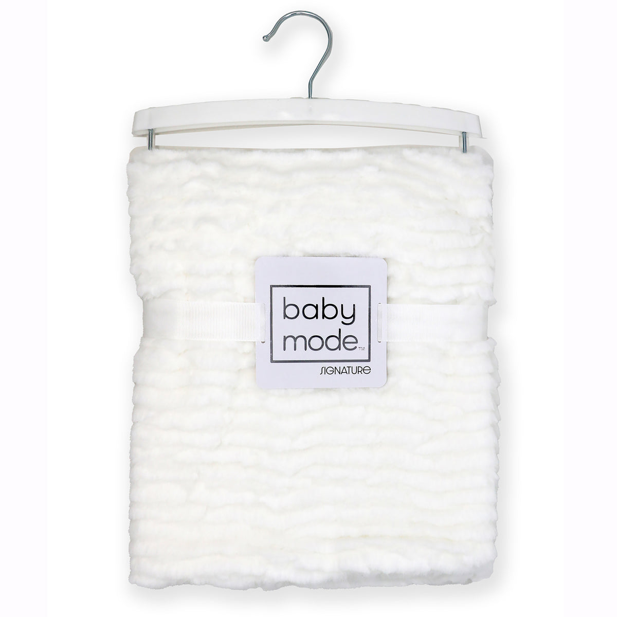 Baby Mode Baby Boys and Baby Girls Ridged Plush Baby Blanket, White