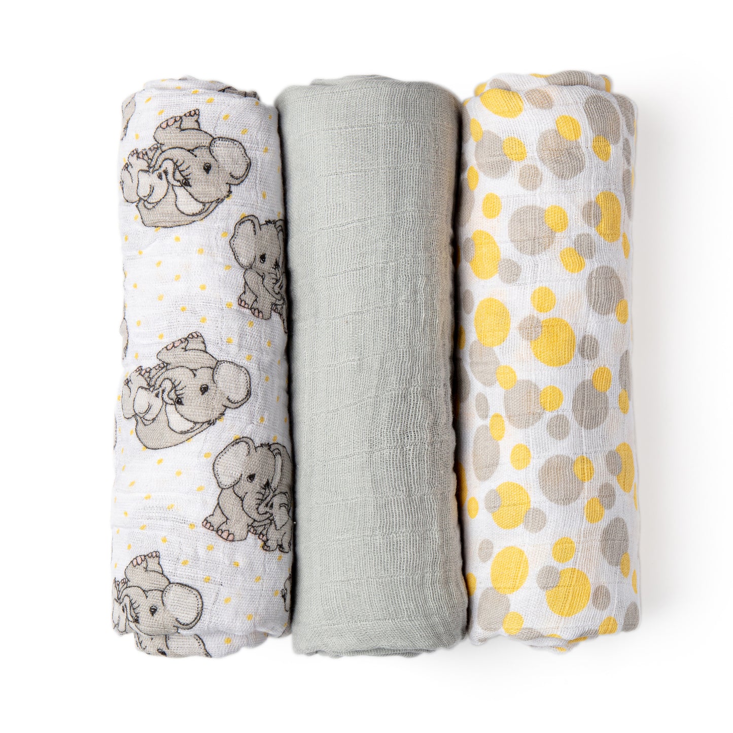 Precious Moments Baby Boys and Baby Girls 3 Piece Coordinating Precious Moments Muslin Swaddle Blankets, Yellow