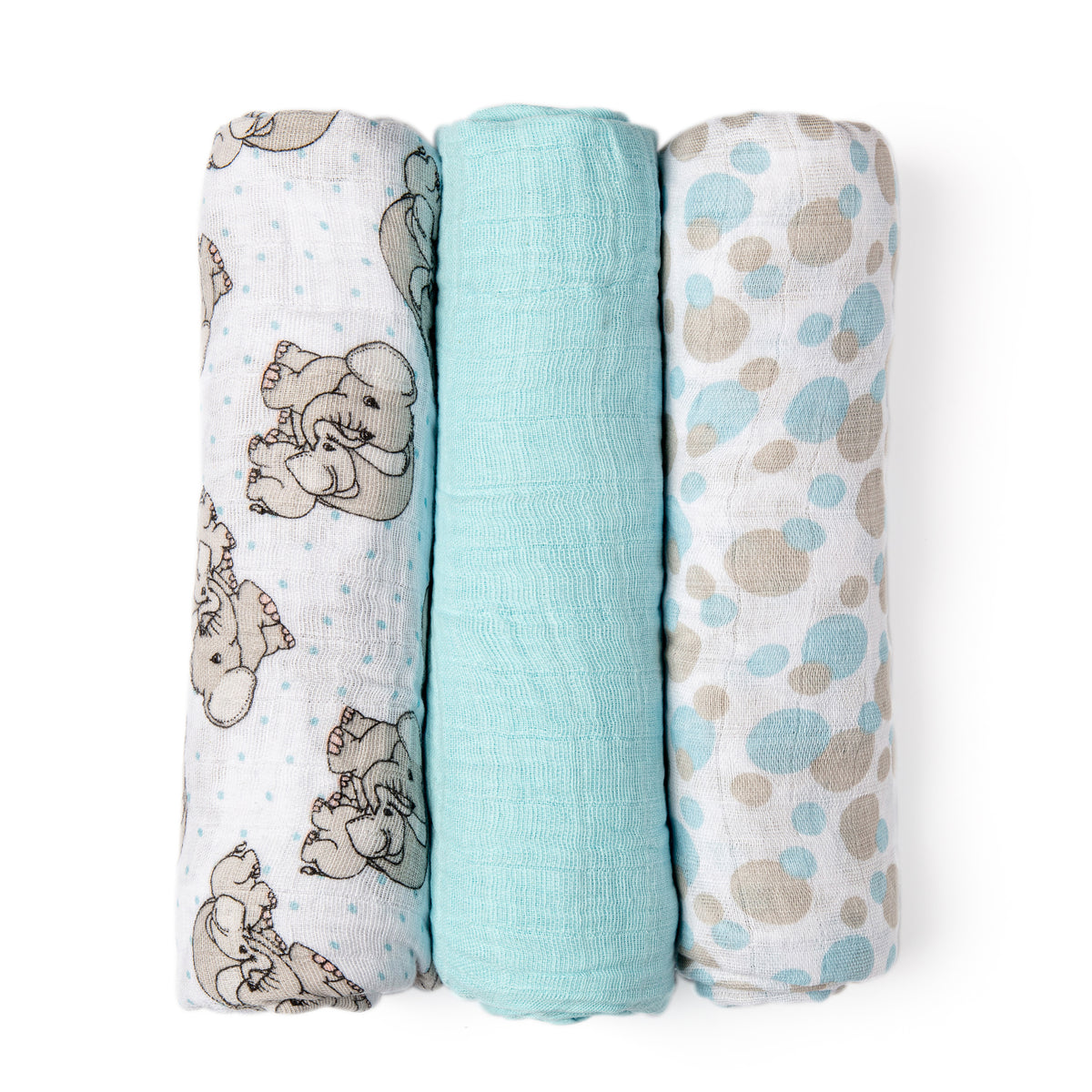Precious Moments Baby Boys and Baby Girls 3 Piece Coordinating Precious Moments Muslin Swaddle Blankets, Blue