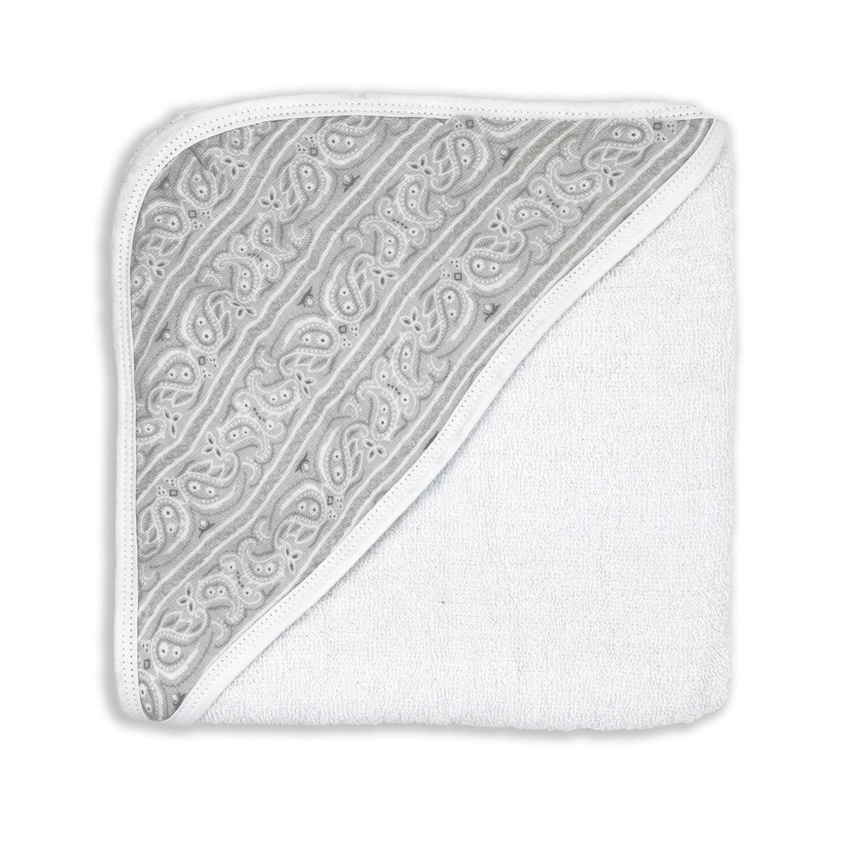 necessities by tendertyme Baby Boys and Girls Paisley Muslin Lined Hooded Towel, Gray