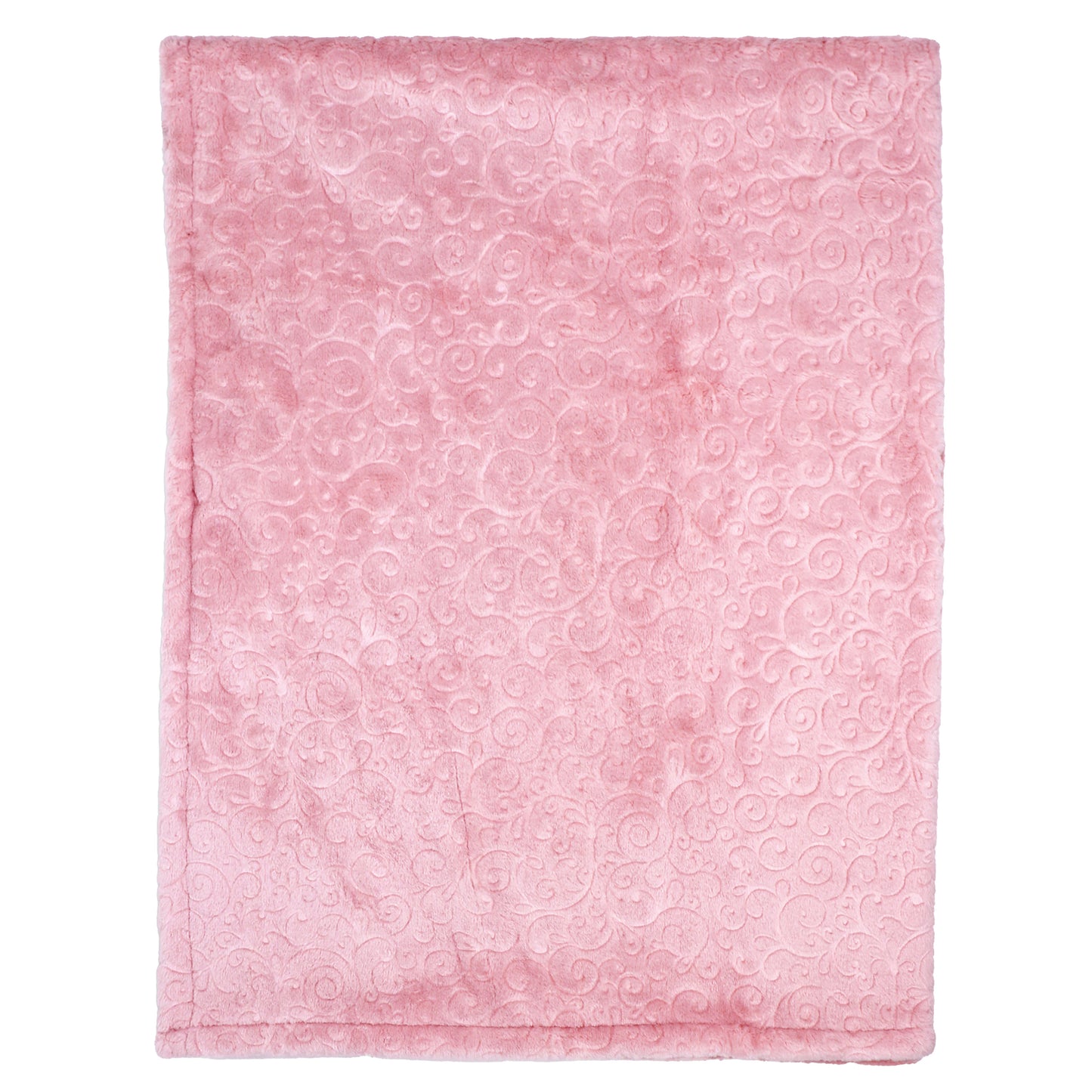 Baby Mode Baby Boys and Baby Girls Embossed Plush Minky Blanket, Pink Filigree