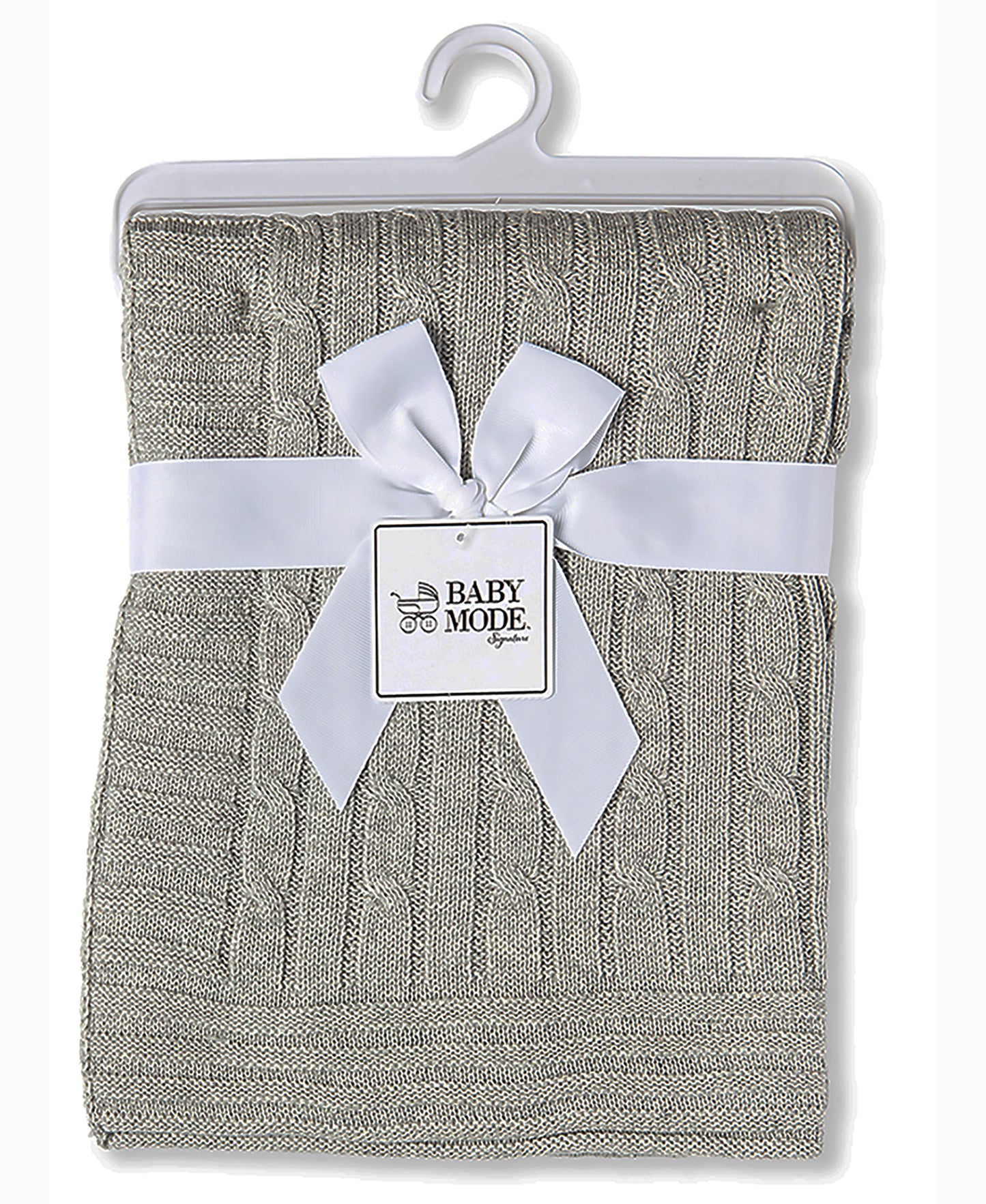 Baby Mode Signature Baby Boys and Baby Girls Cotton Cable Knit Baby Blanket, Gray