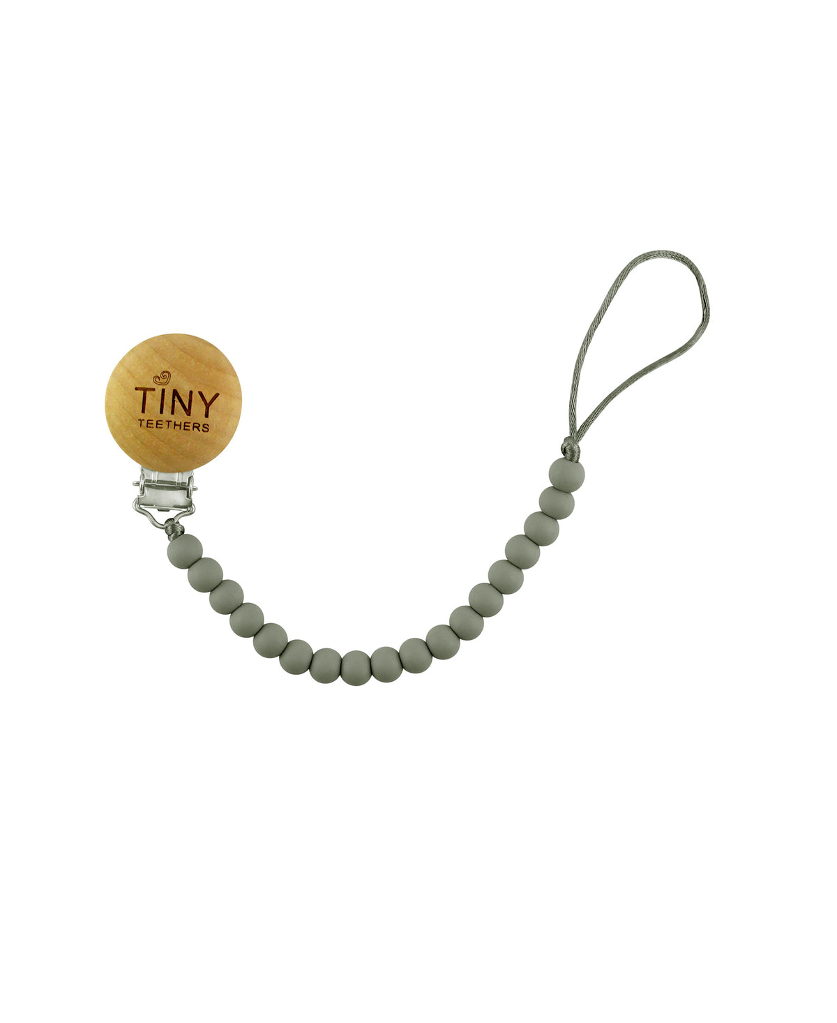 Tiny Teethers Designs Baby Boys and Baby Girls Silicone Pacifier Clip, Gray