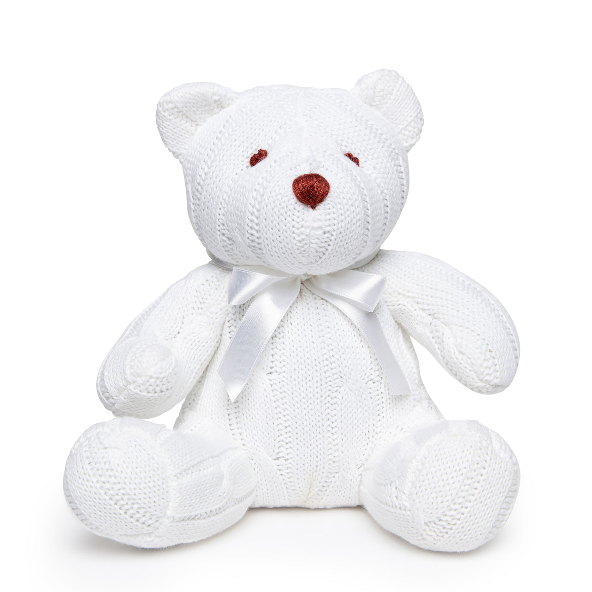 Baby Mode Cable Knit Snuggle Bear, White