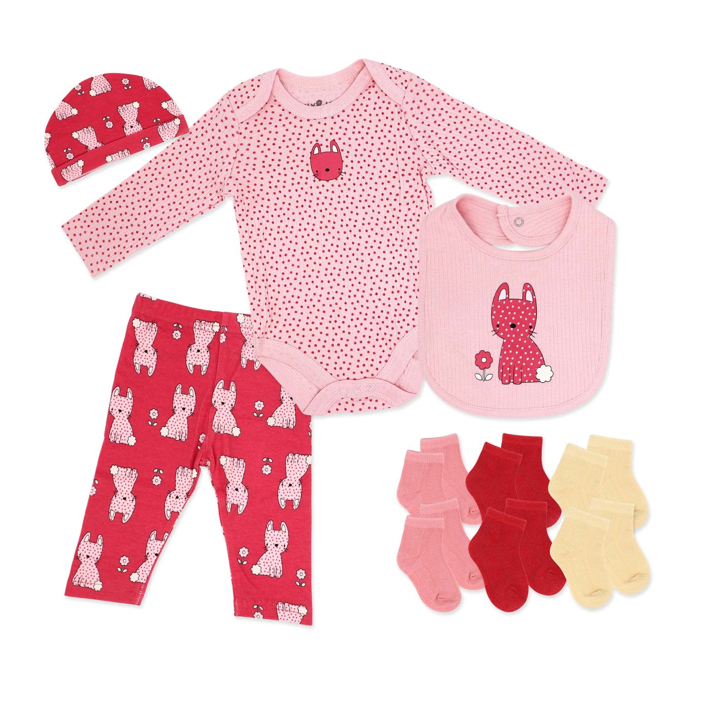 Rock A Bye Baby Boutique Baby Girls 10 Piece Baby Kitties Layette Set, NB
