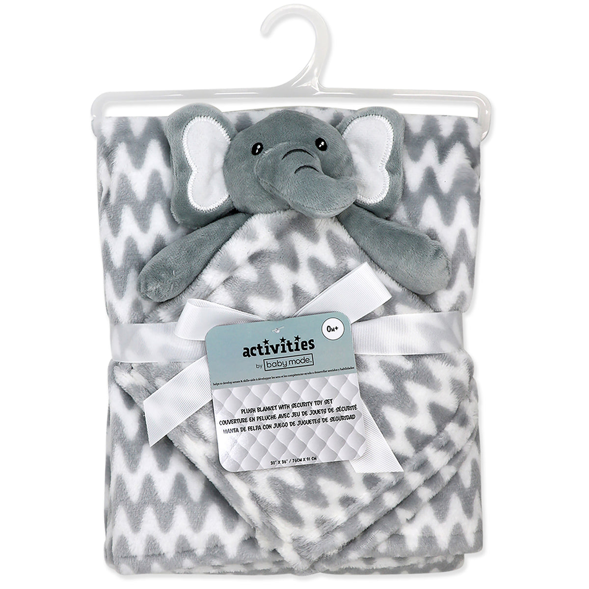 Baby Mode Baby Boys and Baby Girls Plush Blanket with Nunu Lovey Toy, Gray Elephant