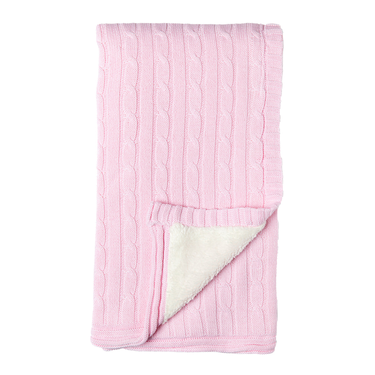 Baby Mode Signature Baby Boys and Baby Girls Cotton Cable Knit Sherpa Baby Blanket, Pink