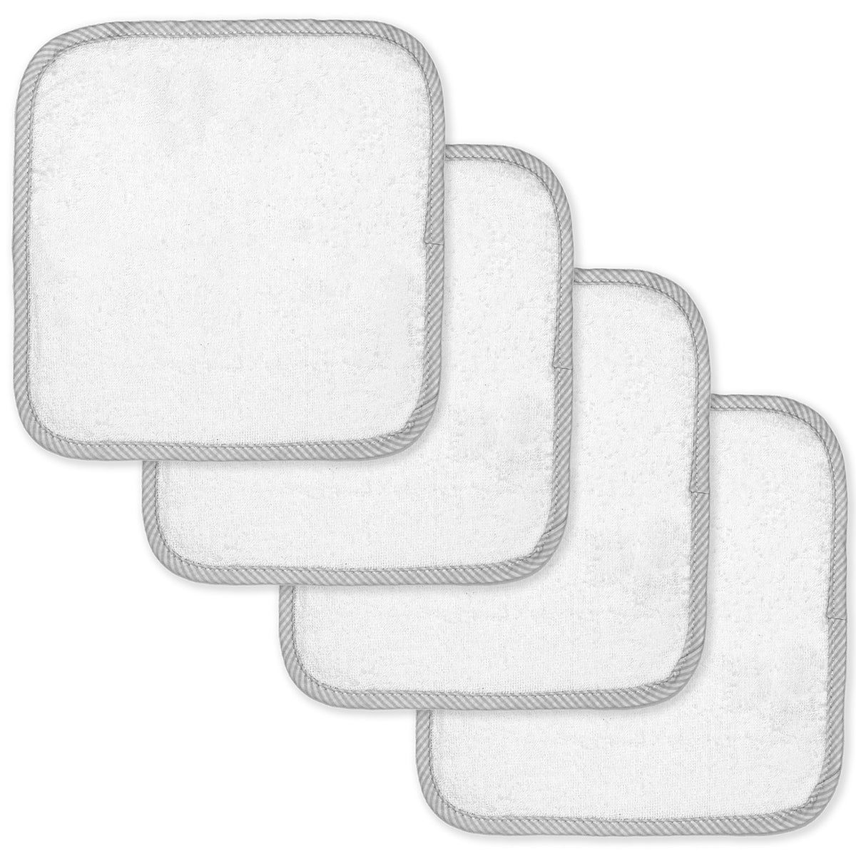 Baby Mode Signature Baby Boys and Girls Bath Washcloths with Piped Edge, Gray