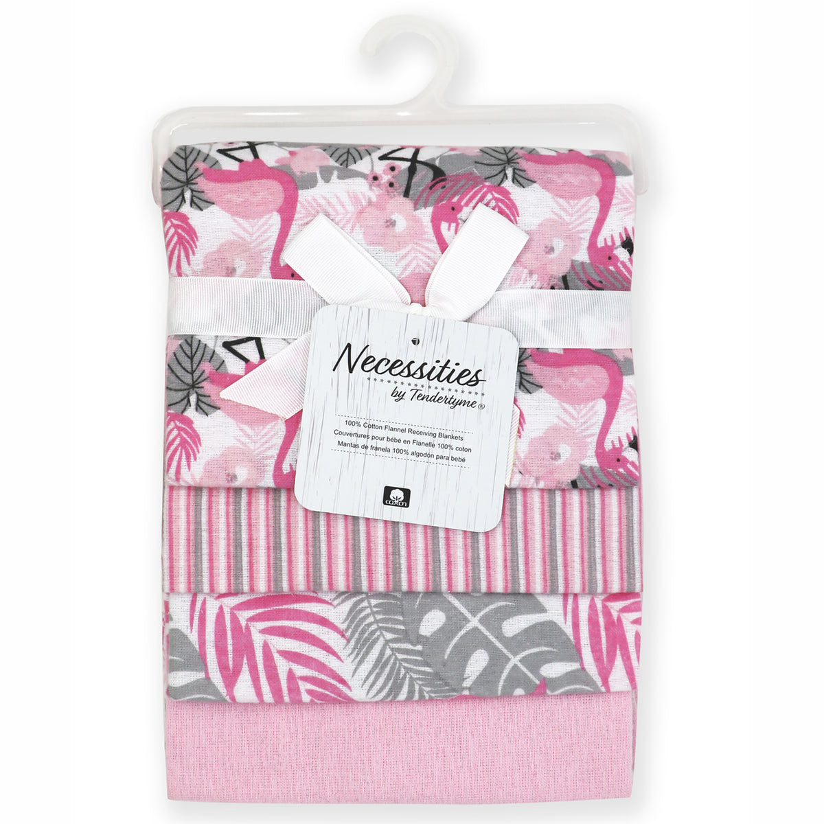 necessities by tendertyme Baby Boys and Baby Girls 4 Piece Tropical Prints Receiving Blankets, Pink