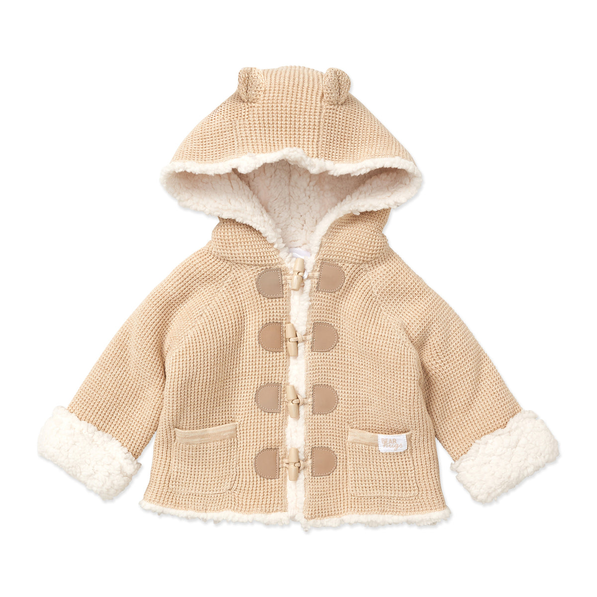 Rock A Bye Baby Boutique Baby Boys and Baby Girls Cotton Sherpa-Look Toggle Jacket, Oatmeal, 3-6M