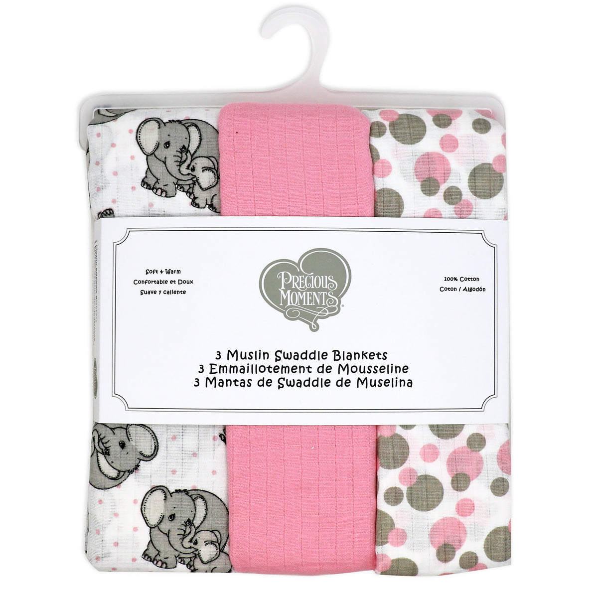 3 Stories Trading Company Baby Boys and Baby Girls 8 Piece Precious Moments Elephants Baby Gift Set, Pink