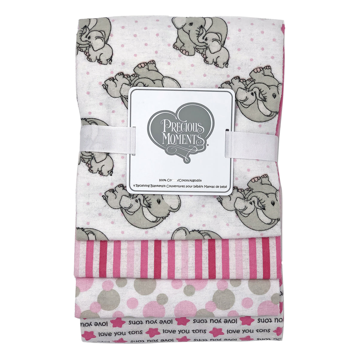3 Stories Trading Company Baby Boys and Baby Girls 8 Piece Precious Moments Elephants Baby Gift Set, Pink