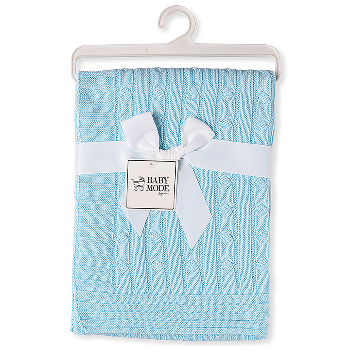Baby Mode Signature Baby Cable Knit Baby Blanket Gift Set, Blue