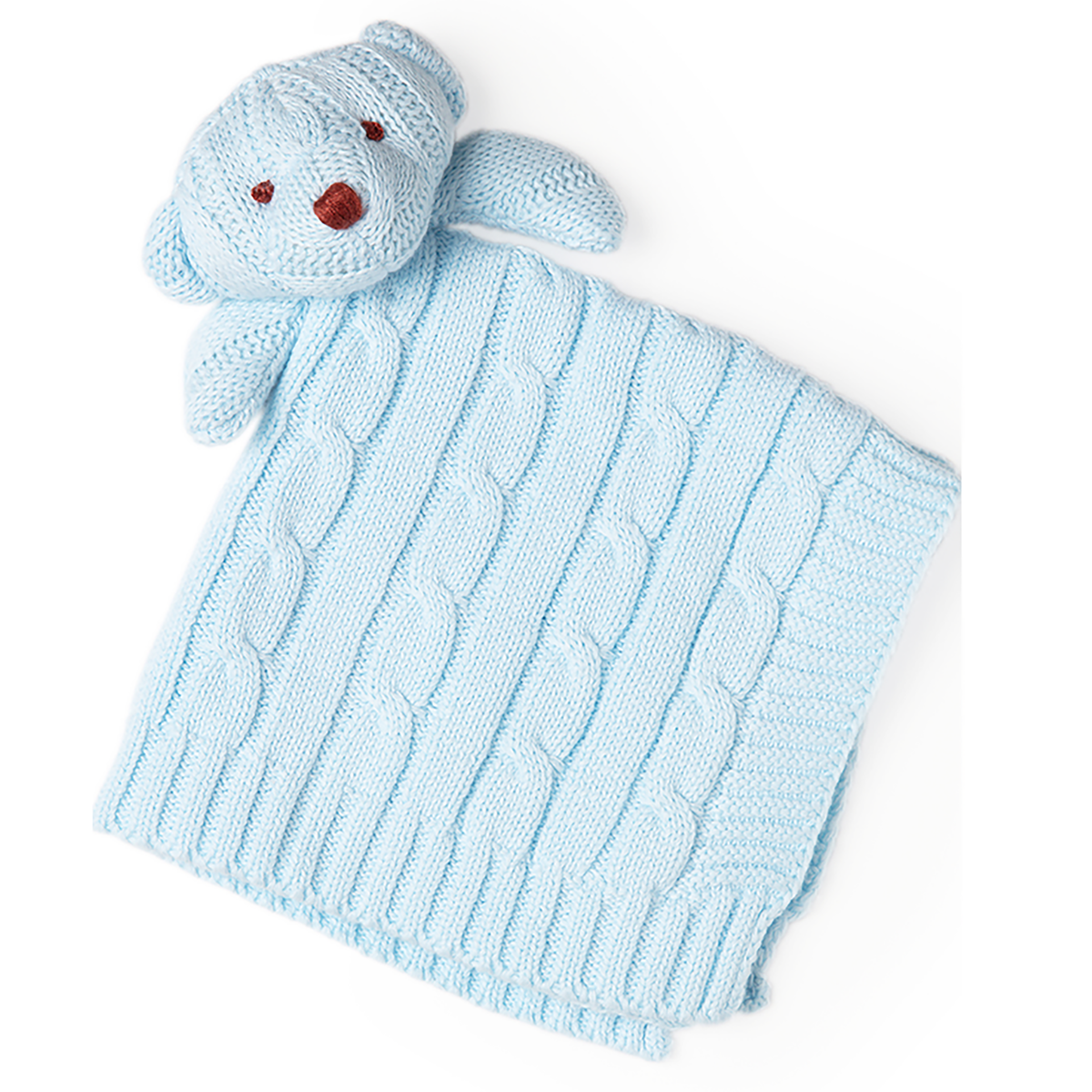 Baby Mode Signature Baby Cable Knit Baby Blanket Gift Set, Blue