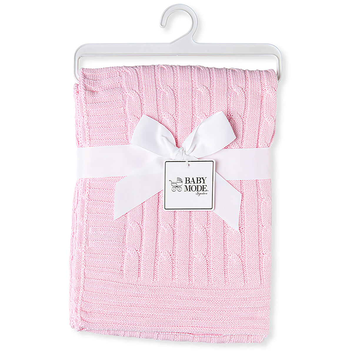 Baby Mode Signature Baby Cable Knit Baby Blanket Gift Set, Pink