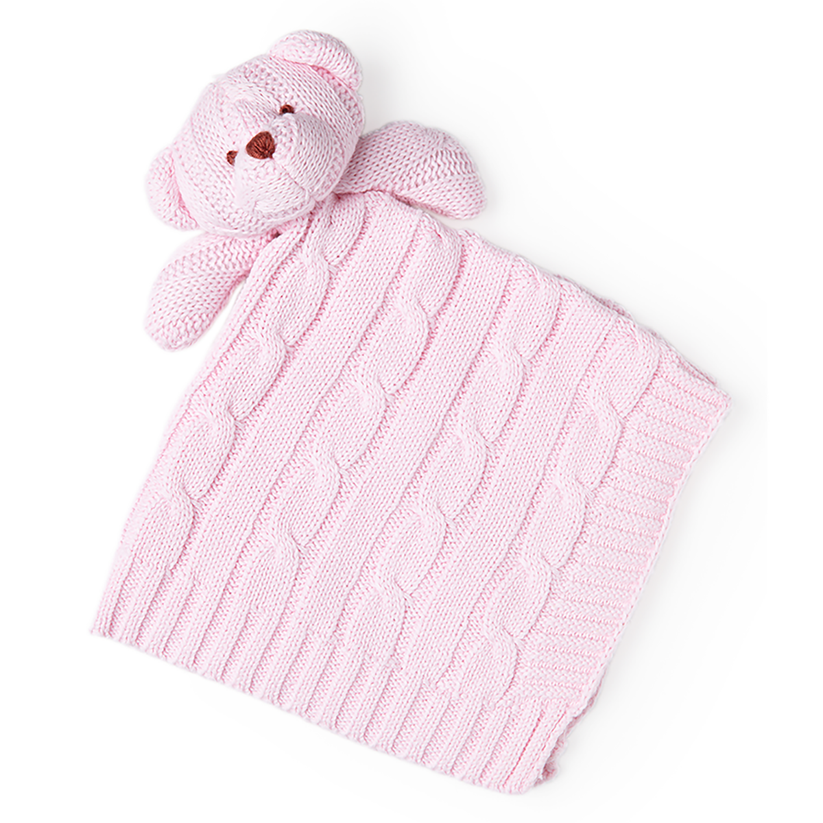 Baby Mode Signature Baby Cable Knit Baby Blanket Gift Set, Pink