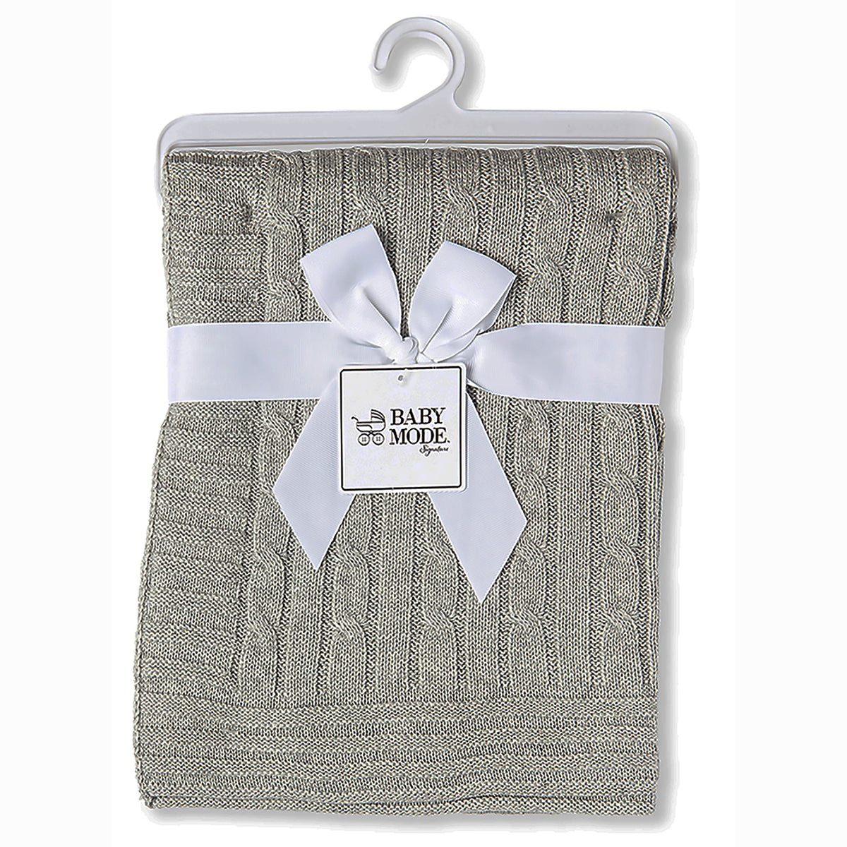 Baby Mode Signature Baby Cable Knit Baby Blanket Gift Set, Gray