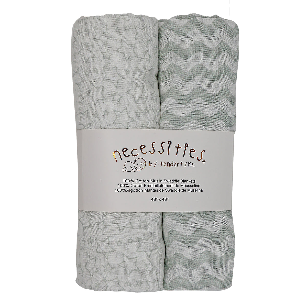 Baby Mode Baby Boys and Baby Girls Stars 7 Piece Baby Blanket Gift Set, Gray