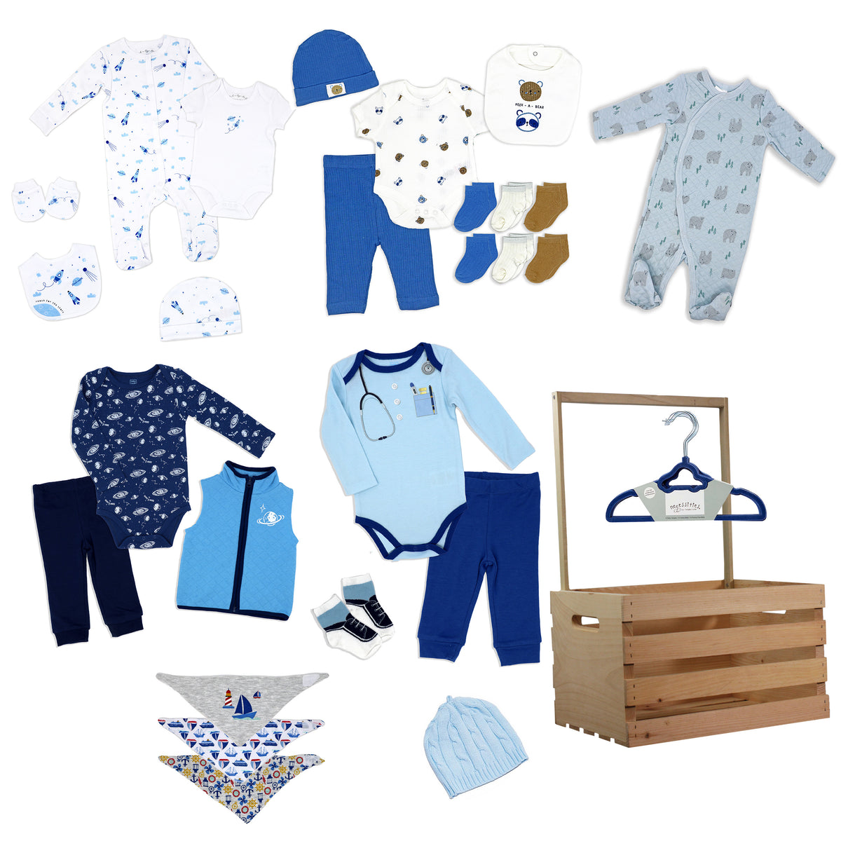 3 Stories Trading Company Baby Boy's First Years 38 Piece Baby Shower Gift Crate