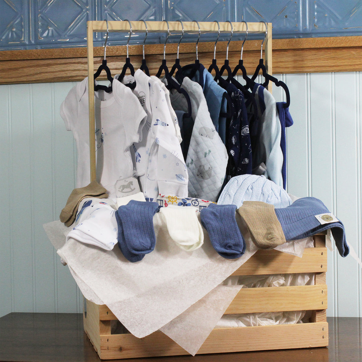 3 Stories Trading Company Baby Boy's First Years 38 Piece Baby Shower Gift Crate