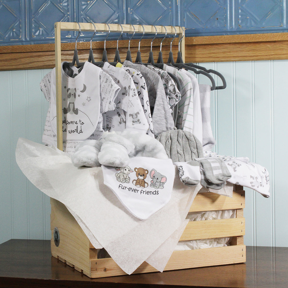 3 Stories Trading Company Baby's First Year 33 Piece Baby Shower Gift Crate