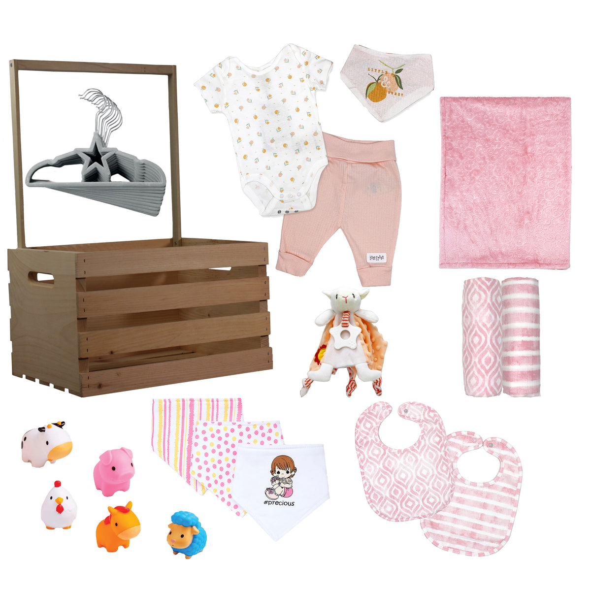 3 Stories Trading Company 29 Piece Complete Baby Shower Wardrobe Gift Crate, Girls