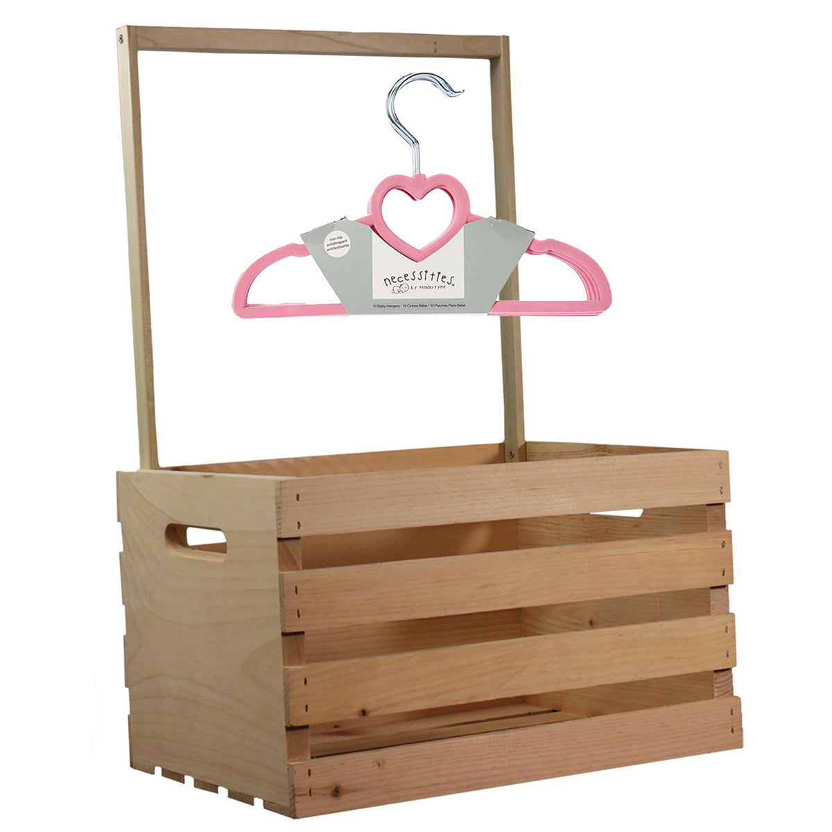 3 Stories Trading Company 12 Piece Baby Shower Wardrobe Gift Crate and Clothes Hangers, Pink