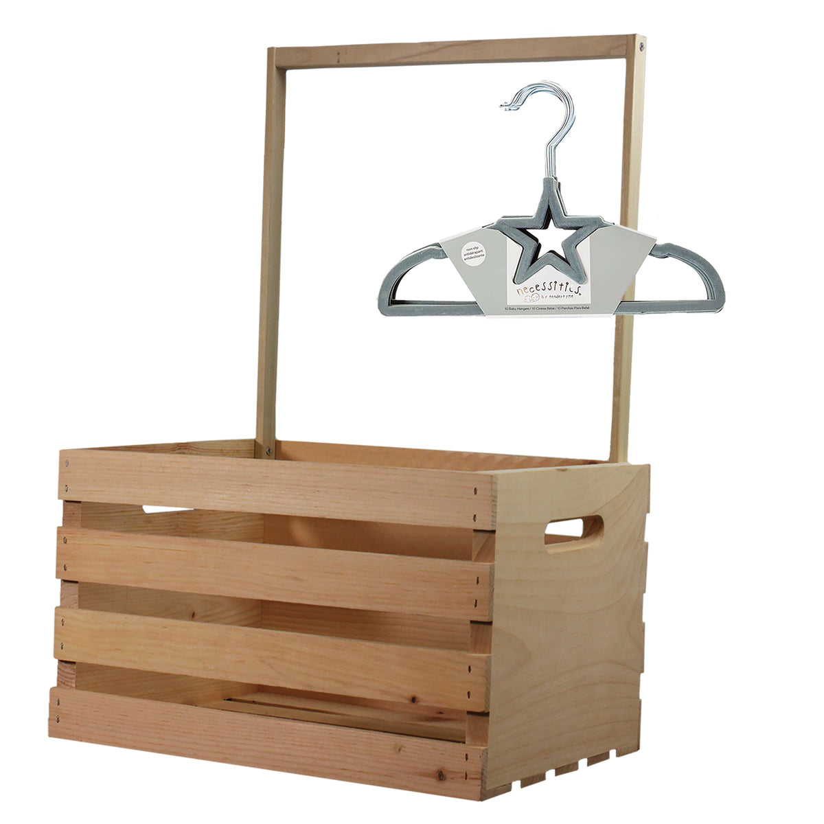 3 Stories Trading Company 12 Piece Baby Shower Wardrobe Gift Crate and Clothes Hangers, Gray
