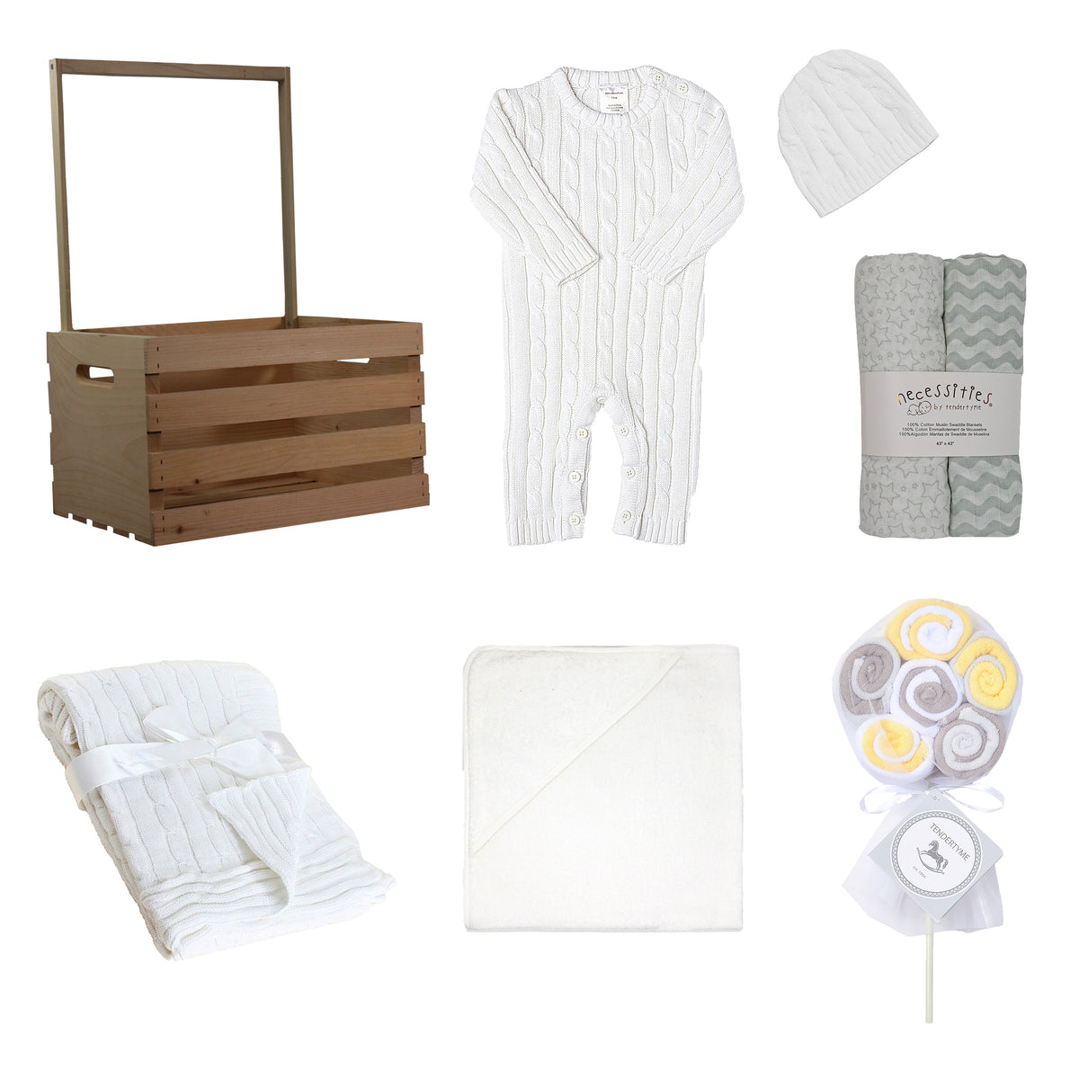 3 Stories Trading Company 20 Piece Baby Neutral Shower Wardrobe Gift Crate, Neutral