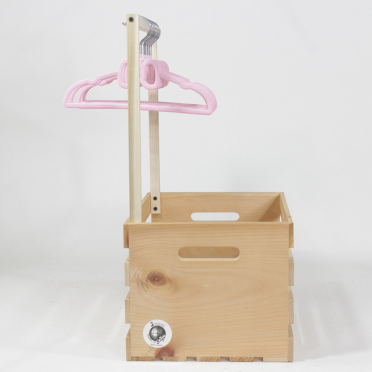 3 Stories Trading Company 12 Piece Baby Shower Wardrobe Gift Crate and Clothes Hangers, Light Pink