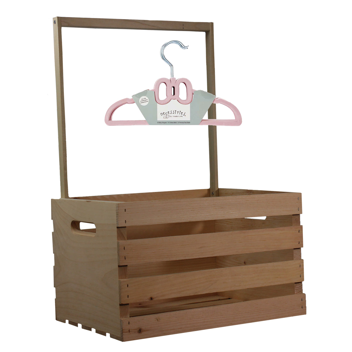 3 Stories Trading Company 12 Piece Baby Shower Wardrobe Gift Crate and Clothes Hangers, Light Pink