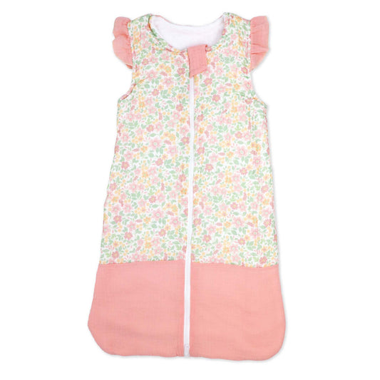 Muslin Sleep Sack Peach Floral, 0-6M
