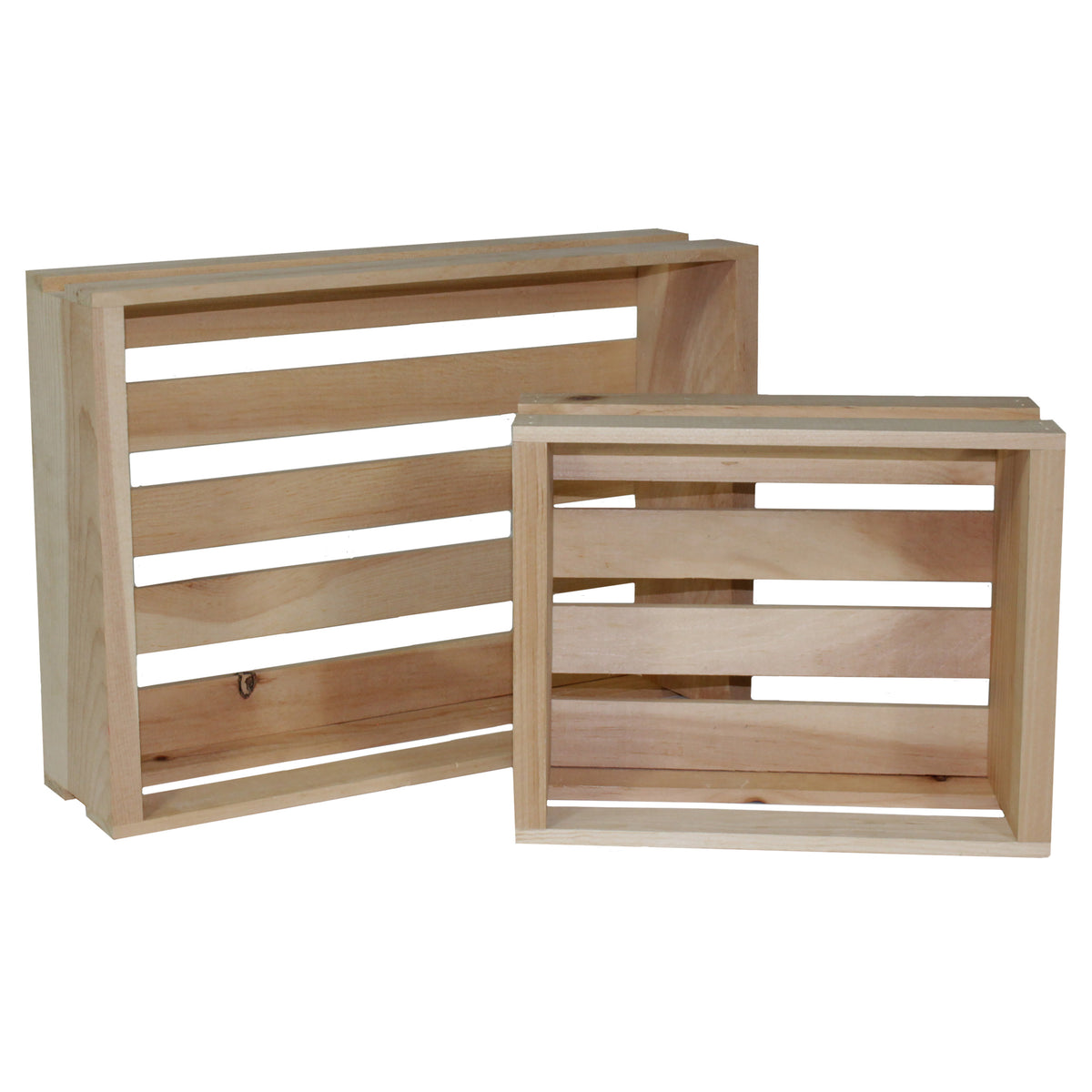 3 Stories Trading Company 2 Piece Unfinished Pine Pallet Style Half Crate Set