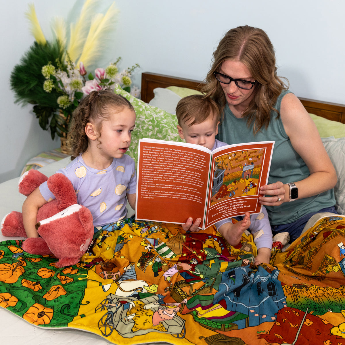 Pipp & Spalding Autumn in The Woodlands Seek-and-Find Blanket & Story, Activity, and Coloring Book Bundle