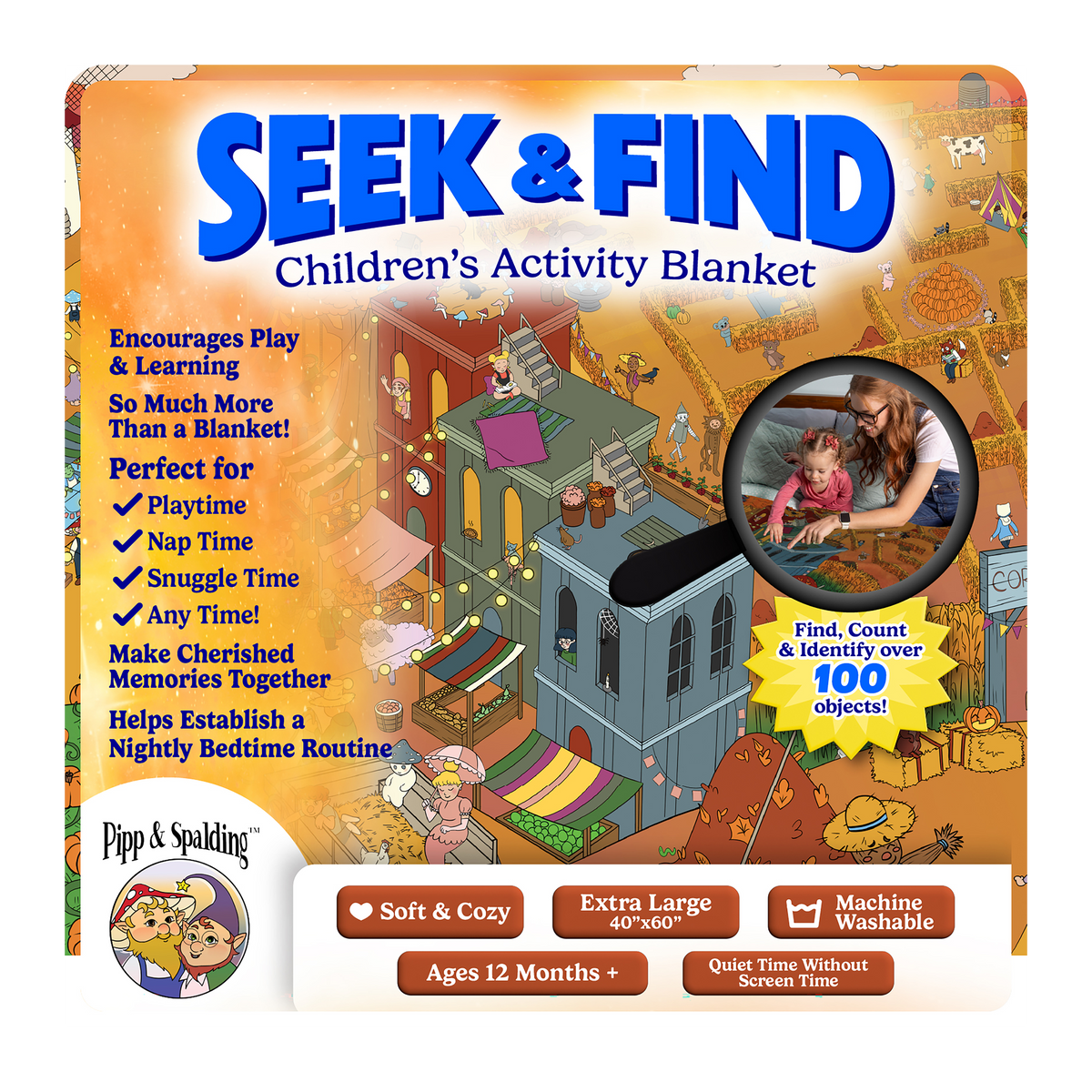 Pipp & Spalding Autumn in The Woodlands Seek-and-Find Blanket & Story, Activity, and Coloring Book Bundle