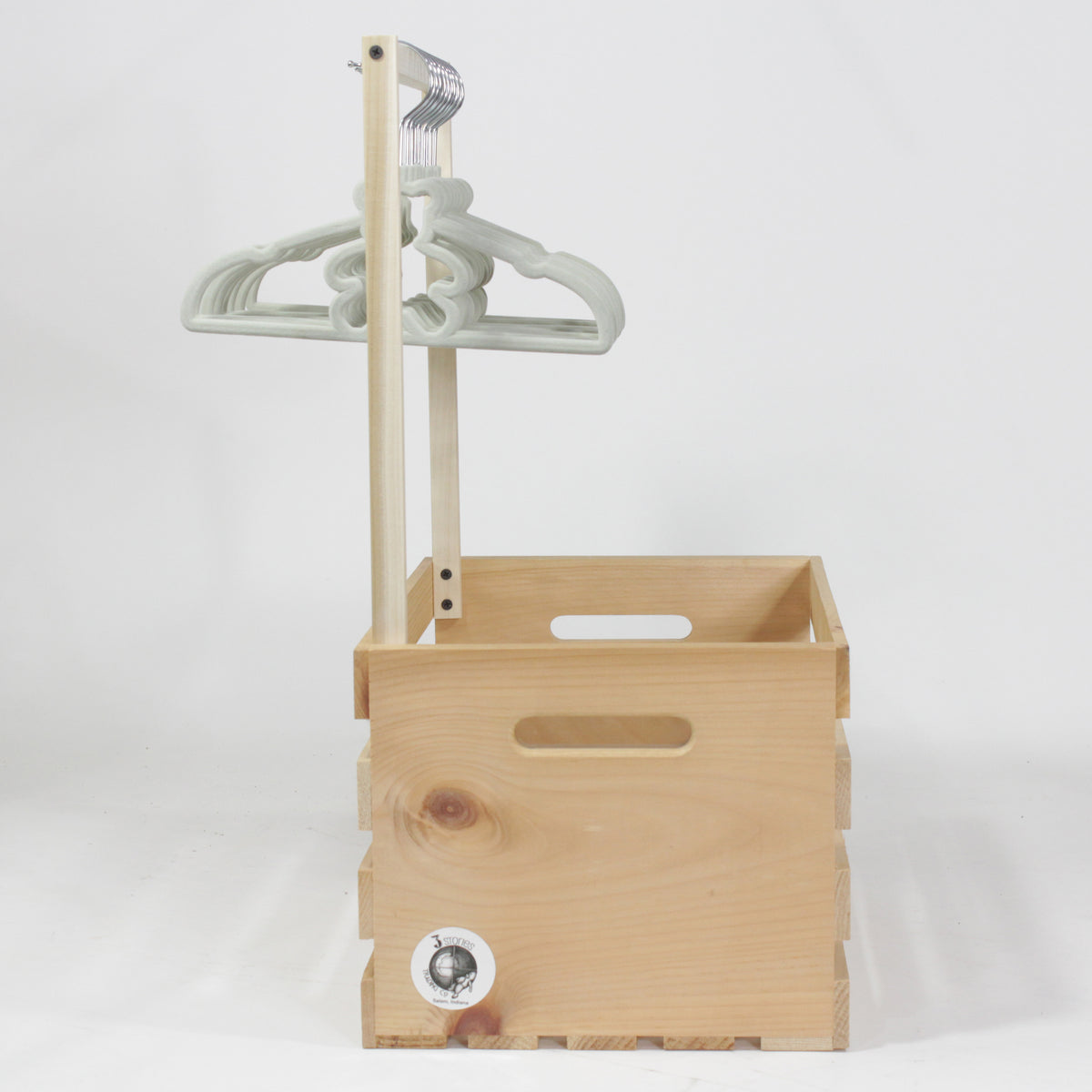 3 Stories Trading Company 12 Piece Baby Shower Wardrobe Gift Crate and Clothes Hangers, Light Gray