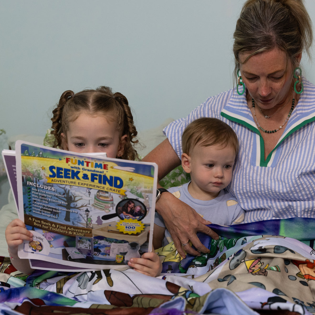 Pipp & Spalding Winter in The Woodlands Seek-and-Find Blanket & Story, Activity, and Coloring Book Bundle