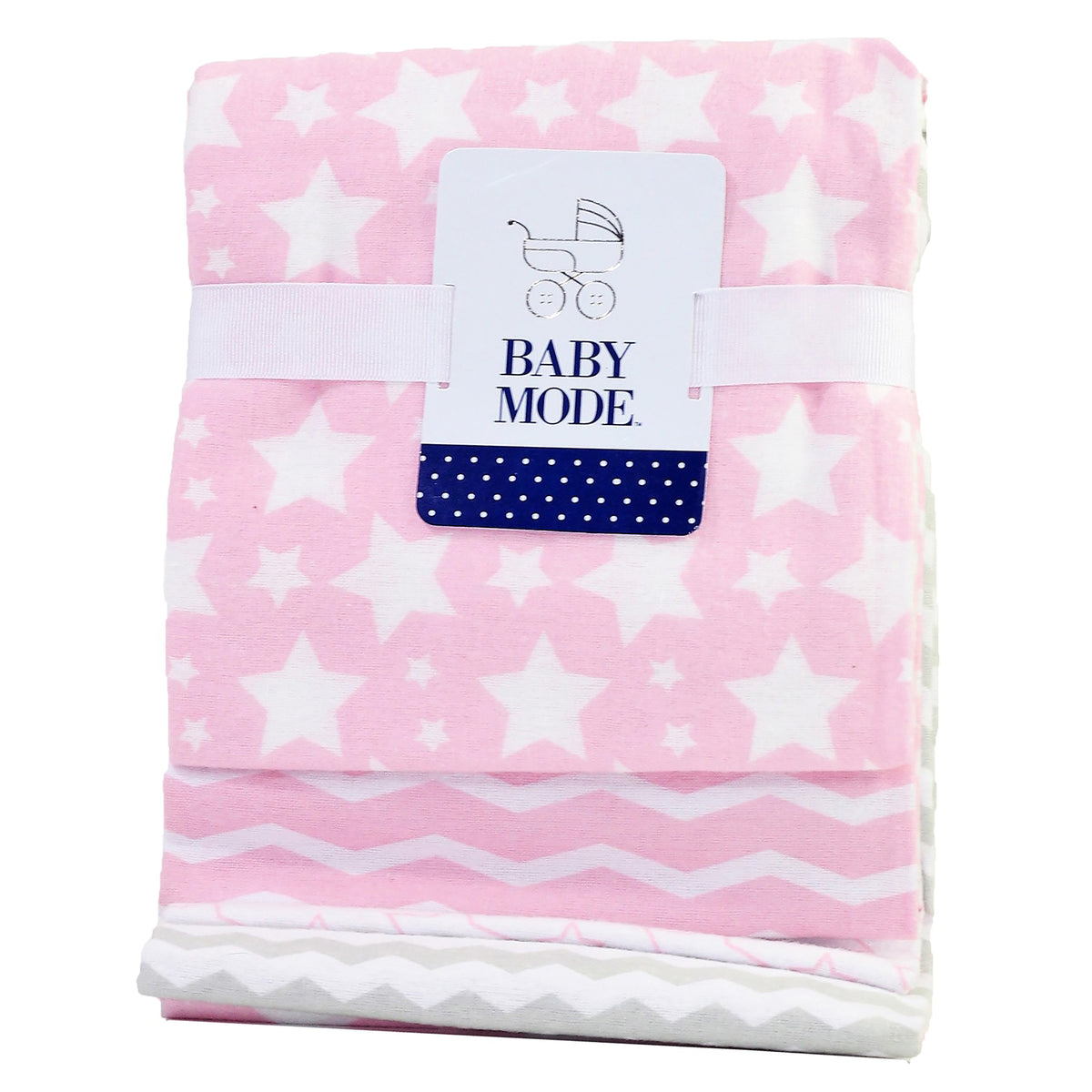 Baby Mode Baby Boy Plush Blanket and 4 Flannel Receiving Blankets Gift Set, Pink