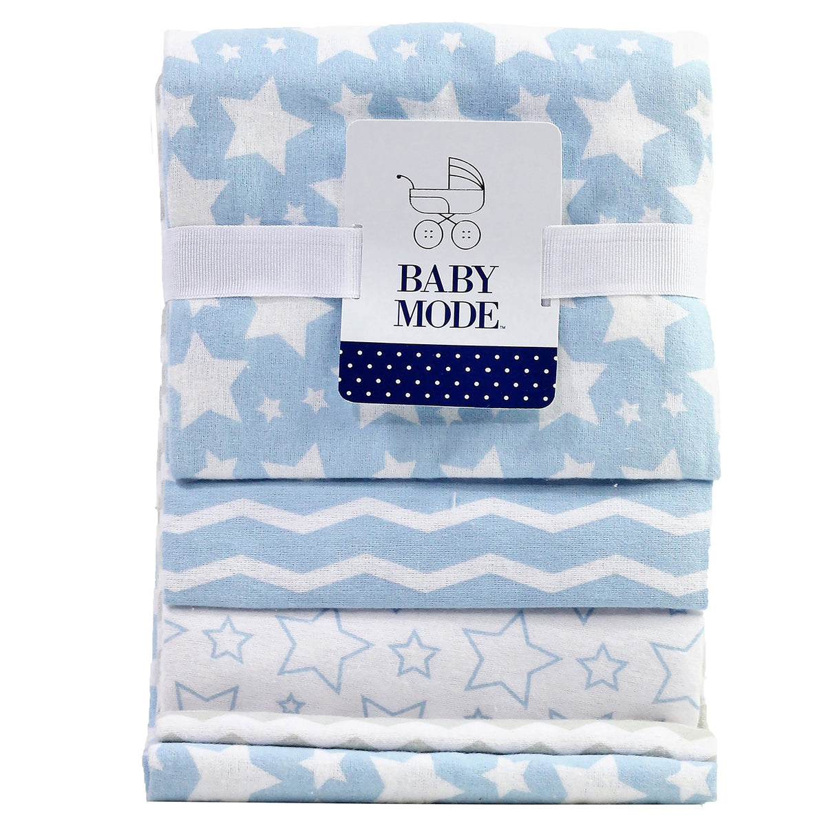 Baby Mode Baby Girl Plush Blanket and 4 Flannel Receiving Blankets Gift Set, Blue