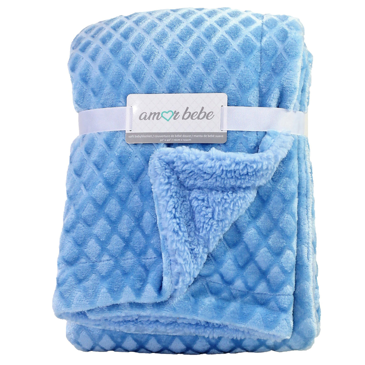 Baby Mode Baby Girl Plush Blanket and 4 Flannel Receiving Blankets Gift Set, Blue