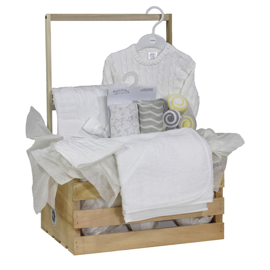 3 Stories Trading Company 20 Piece Baby Neutral Shower Wardrobe Gift Crate, Neutral