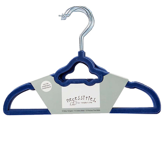 necessities by tendertyme Baby Boys and Baby Girls 10 Piece No-Slip Clothes Hangers, Navy Cars