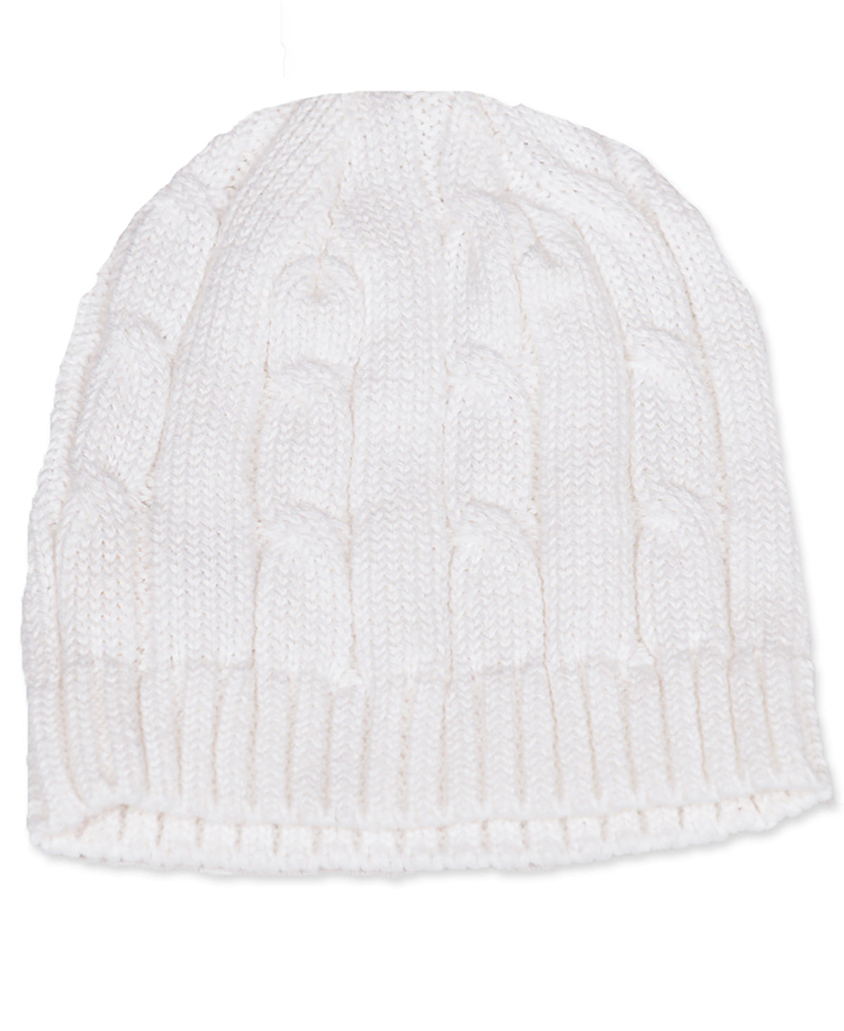 Baby Mode Signature Baby Boys and Girls Beanie Hat Cable Knit, 0-6M, White