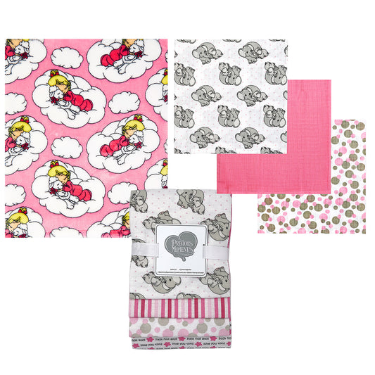3 Stories Trading Company Baby Boys and Baby Girls 8 Piece Precious Moments Elephants Baby Gift Set, Pink