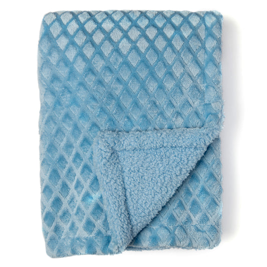 Baby Mode Baby Diamond Plush Sherpa Baby Blanket, Blue