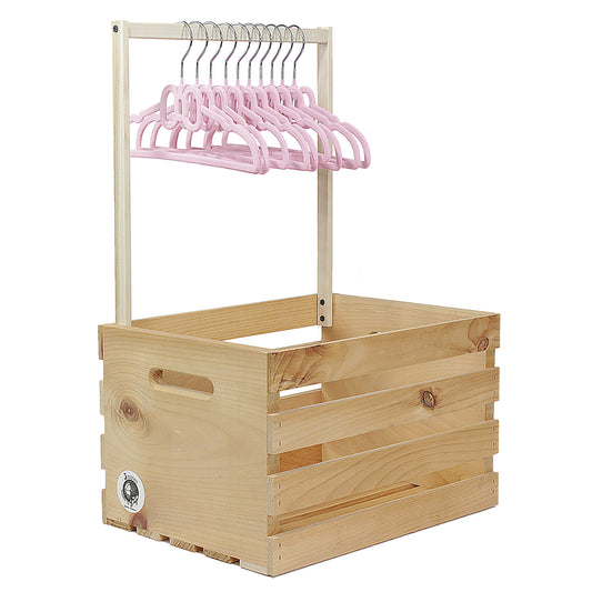3 Stories Trading Company 12 Piece Baby Shower Wardrobe Gift Crate and Clothes Hangers, Light Pink