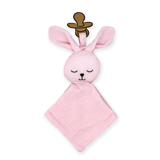 Jesse & Lulu Baby Boys And Baby Girls Muslin Pacifier Holder Toy, Pink
